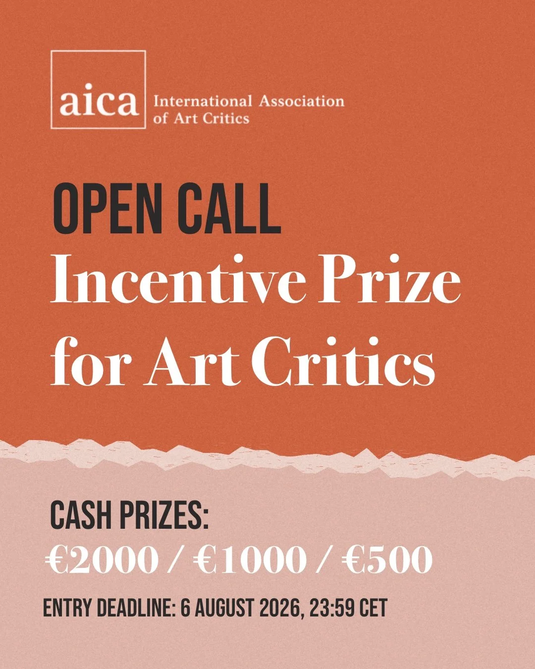 OPEN CALL: 2026 Incentive Prize for Art Critics — AICA International